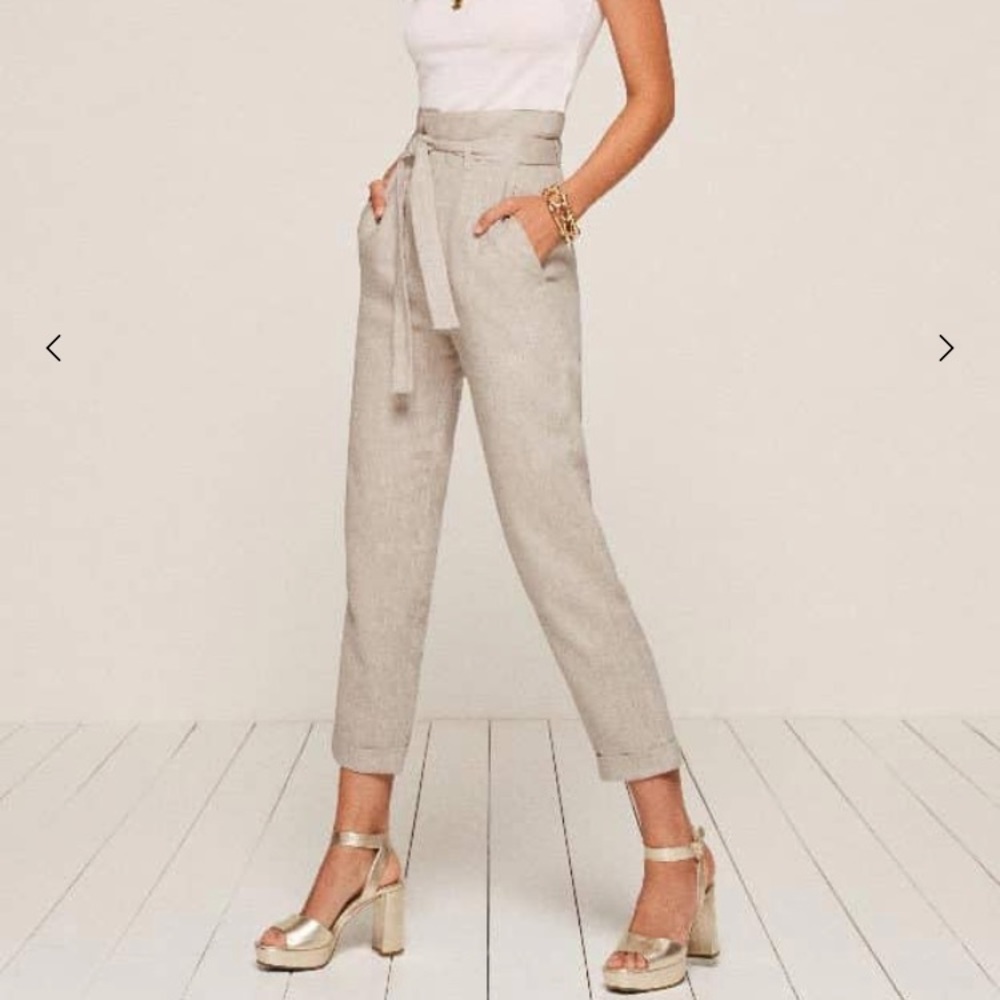 Reformation fisher pant beige size 2